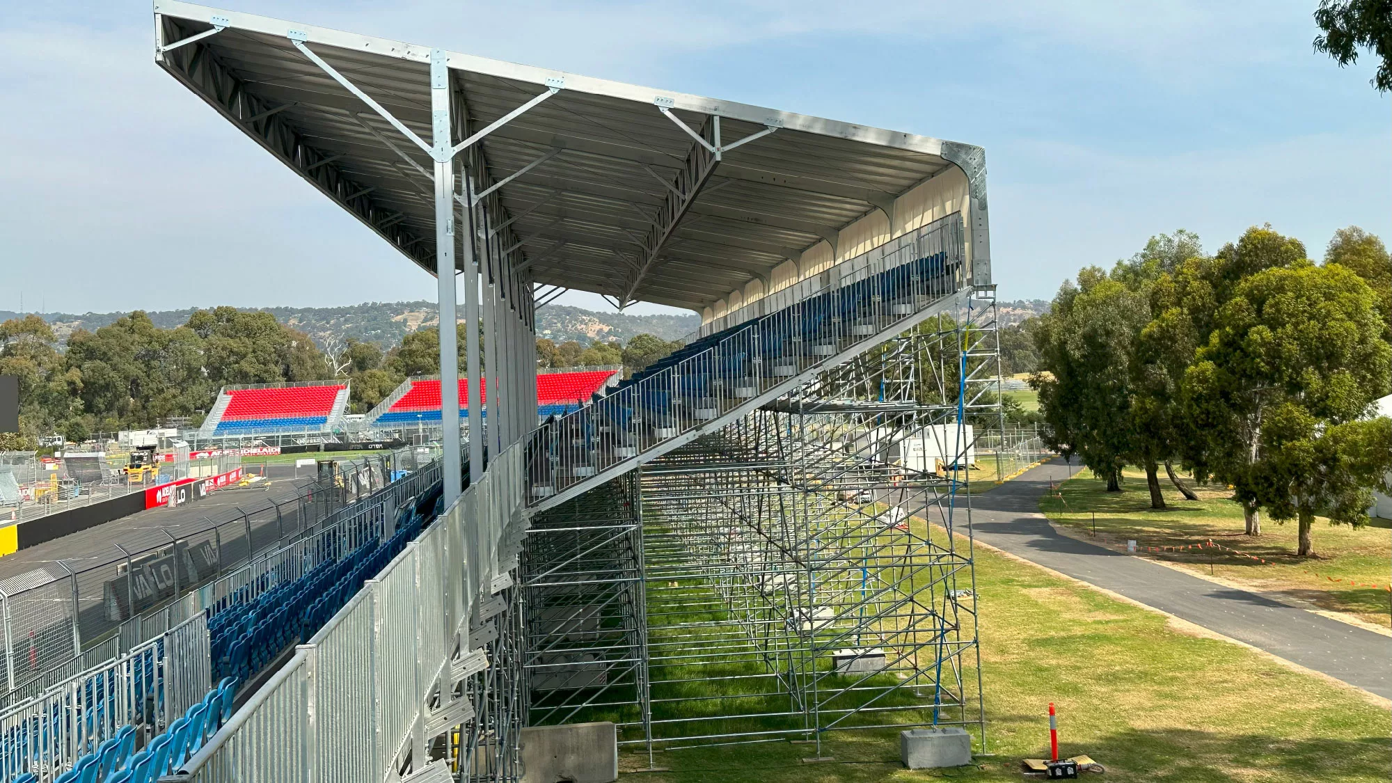 track seating canopy