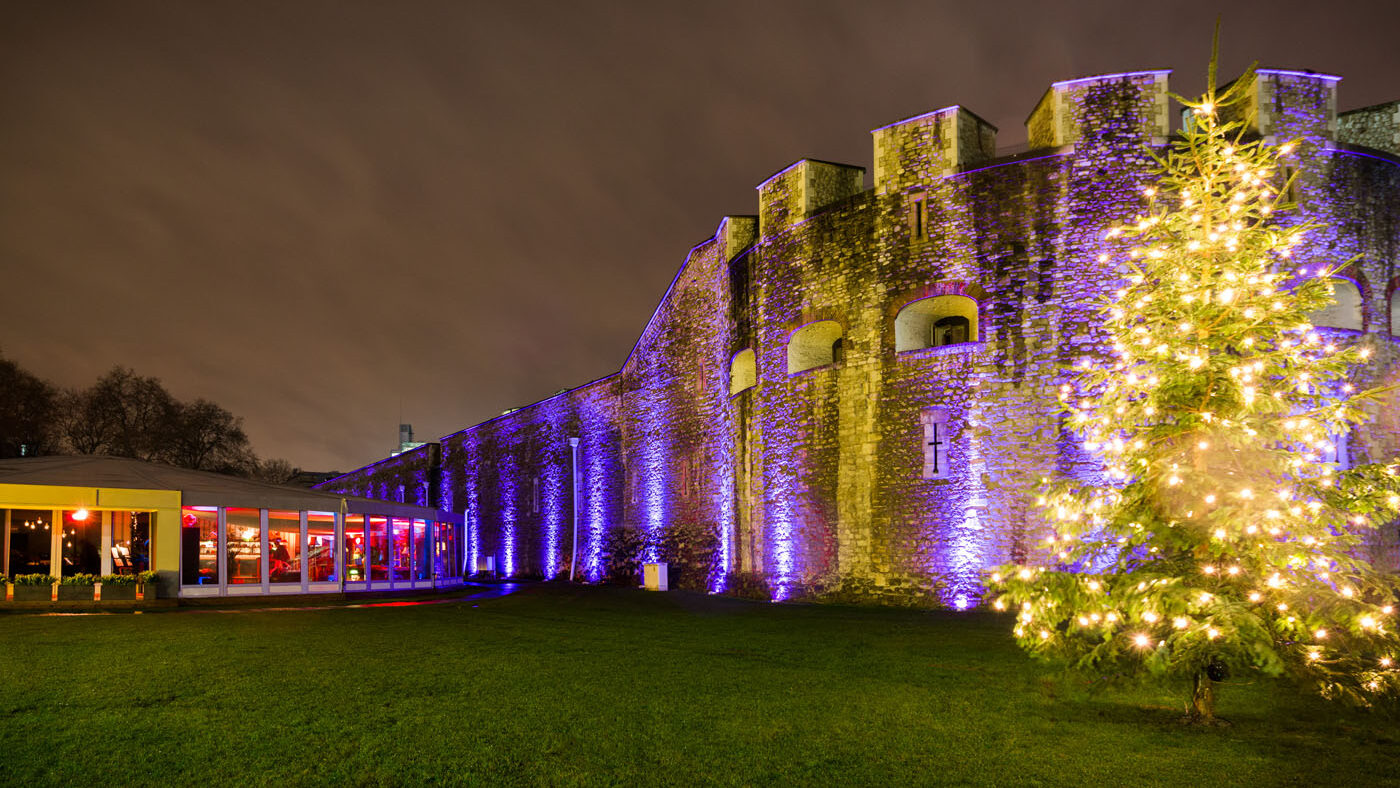 Tower of London marquee at night